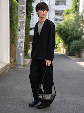 「アイテム（ノーカラージャケット）」を使った、YURAさん（メンズ・182cm）の秋コーディネート