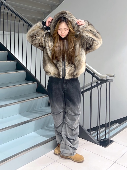 ジャケット・アウター X girl FAUX FUR CONVERTIBLE JACKET X-girl（エックスガール）の「FAUX FUR CONVERTIBLE JACKET