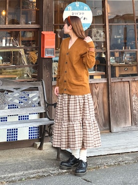 「アイテム（バングル/リストバンド）」を使った、cibiyui155さん（レディース・155cm）の秋コーディネート