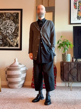 「COMME des GARCONS HOMME PLUS（コムデギャルソンオムプリュス）のアイテム（ニット/セーター、グレー系）」を使った、virginia_gaijinさん（メンズ・171cm）の夏コーディネート