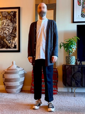 「COMME des GARCONS HOMME PLUS（コムデギャルソンオムプリュス）のアイテム（カーディガン/ボレロ、グレー系）」を使った、virginia_gaijinさん（メンズ・171cm）の夏コーディネート