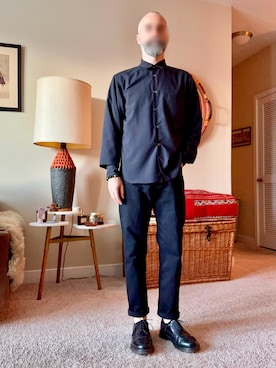 「BLACK COMME des GARCONS（ブラックコムデギャルソン）のアイテム（シャツ/ブラウス、ブラック系）」を使った、virginia_gaijinさん（メンズ・171cm）の夏コーディネート