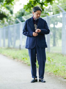 「アイテム（スーツセット）」を使った、buddhabrandgkさん（メンズ・170cm）の秋コーディネート