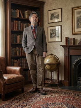 「アイテム（ネクタイ、レッド系）」を使った、buddhabrandgkさん（メンズ・170cm）の冬コーディネート