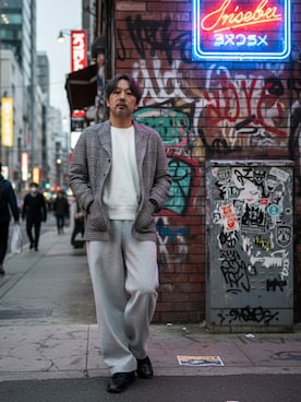 「アイテム（セットアップ）」を使った、buddhabrandgkさん（メンズ・170cm）の秋コーディネート