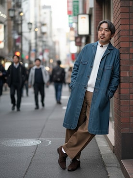 「アイテム（ドレスシューズ、ブラウン系）」を使った、buddhabrandgkさん（メンズ・170cm）の秋コーディネート