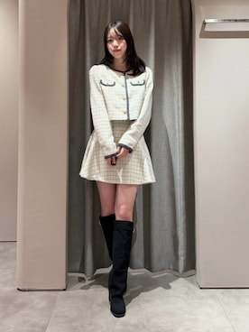 「dazzlin（ダズリン）のタックスリーブバリエジャケット（ノーカラージャケット、その他）」を使った、momoさん（レディース・159cm）の秋コーディネート