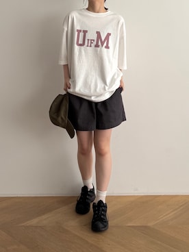 「CANAL JEAN（キャナルジーン）のLakey Park　URBAN COAST CAP（キャップ、グリーン系）」を使った、nicoさん（レディース・154cm）の夏コーディネート