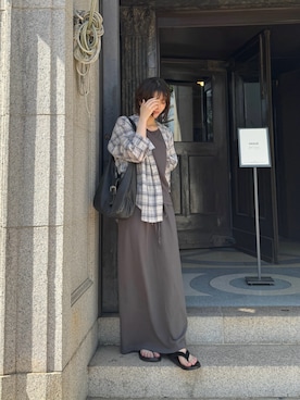 「CANAL JEAN（キャナルジーン）のdiggity　レザートングサンダル（サンダル、ブラック系）」を使った、nicoさん（レディース・154cm）の夏コーディネート