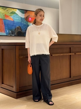 「MACPHEE（マカフィー）のアイテム（パンツ）」を使った、Ukai_TOMORROWLANDさん（レディース・157cm）の夏コーディネート