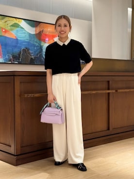 2-wayストレッチ イージーセミワイドパンツを使った人気ファッション