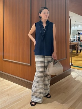 「MACPHEE（マカフィー）のアイテム（パンツ）」を使った、Shima_TOMORROWLANDさん（レディース・160cm）の夏コーディネート