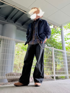 「UNIQLO（ユニクロ）のアイテム（デニムジャケット、ブルー系）」を使った、hanewareさん（メンズ・168cm）の秋コーディネート