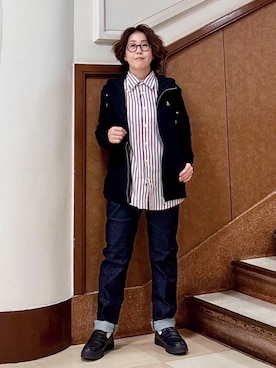 「TAKEO KIKUCHI（タケオキクチ）のアイテム」を使った、のぐみさん（メンズ・155cm）の秋コーディネート