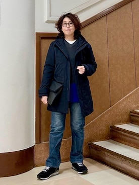 「TAKEO KIKUCHI（タケオキクチ）の【2WAY】ショルダー クラッチバッグ（クラッチバッグ、ブラック系）」を使った、のぐみさん（メンズ・155cm）の秋コーディネート