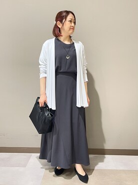 「UNTITLED（アンタイトル）の【接触冷感/UVカット/遮熱機能】フライスジャージカーディガン（カーディガン/ボレロ、ブルー系）」を使った、Tomoさん（レディース・153cm）の春コーディネート