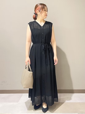 「UNTITLED（アンタイトル）の【ステンレスチェーン】クロスリングネックレス（ネックレス、シルバー系）」を使った、Tomoさん（レディース・153cm）の夏コーディネート