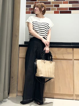 「THE SHOP TK （ザ ショップ ティーケー ）の【S-XL/ひんやりタッチ】多機能フレンチスリーブニット 洗濯機OK/UVケア/毛玉になりにくい（ニット/セーター、ベージュ系）」を使った、かのさん（レディース・147cm）の春コーディネート