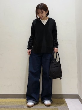 「PEANUTS（ピーナッツ）のアイテム」を使った、かのさん（レディース・147cm）の春コーディネート
