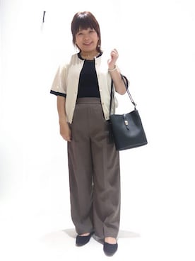 「grove（グローブ）のシアードッキングタンクトップ（タンクトップ、ブラック系）」を使った、satsukiさん（レディース・154cm）の秋コーディネート