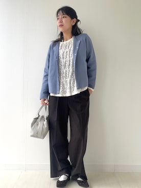 「アイテム（ボストンバッグ、グレー系）」を使った、エヌさん（レディース・158cm）の秋コーディネート