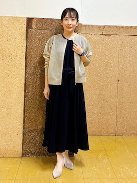 「UNTITLED（アンタイトル）の【接触冷感/吸水速乾/洗える】ドレープツイルワンピース（ワンピース、ブルー系）」を使った、hattoriさん（レディース・152cm）の春コーディネート