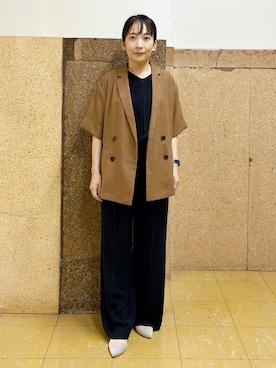 「アイテム（テーラードジャケット、イエロー系）」を使った、hattoriさん（レディース・152cm）の夏コーディネート