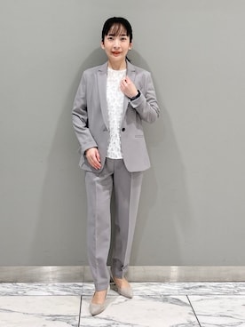 「アイテム（スーツジャケット、グレー系）」を使った、hattoriさん（レディース・152cm）の春コーディネート