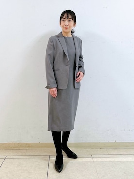 「アイテム（スーツジャケット、グレー系）」を使った、hattoriさん（レディース・152cm）の冬コーディネート