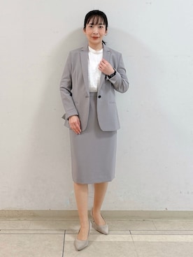 「アイテム（スーツスカート、グレー系）」を使った、hattoriさん（レディース・152cm）の春コーディネート