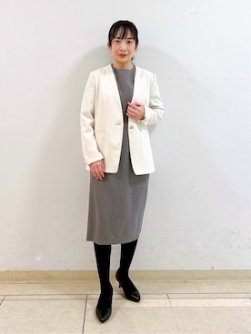 「アイテム（スーツジャケット、ホワイト系）」を使った、hattoriさん（レディース・152cm）の冬コーディネート