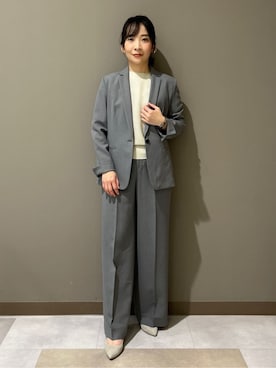 「アイテム（スーツジャケット、グレー系）」を使った、hattoriさん（レディース・152cm）の春コーディネート