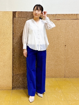「INDIVI（インディヴィ）の【日本製】ビスチェインナータンクトップ（タンクトップ、ホワイト系）」を使った、hattoriさん（レディース・152cm）の春コーディネート