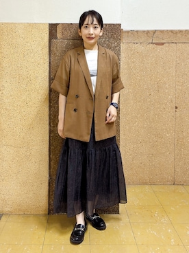 「アイテム（テーラードジャケット、イエロー系）」を使った、hattoriさん（レディース・152cm）の夏コーディネート
