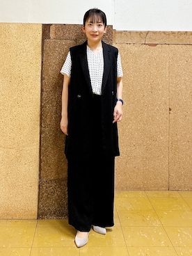 「GRASS WATER（グラスウォーター）の◆3色ピコボーダーワンピース（ワンピース、ホワイト系）」を使った、hattoriさん（レディース・152cm）の春コーディネート