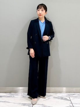 「アイテム（スーツジャケット、ブルー系）」を使った、hattoriさん（レディース・152cm）の夏コーディネート