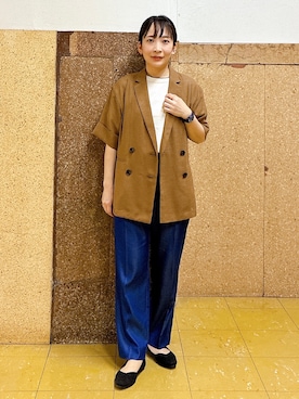 「アイテム（テーラードジャケット、イエロー系）」を使った、hattoriさん（レディース・152cm）の夏コーディネート