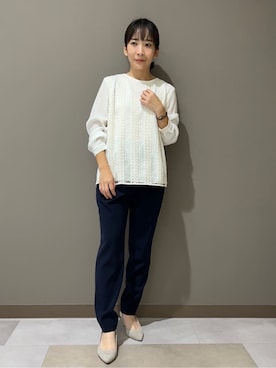 「アイテム（スーツジャケット、ブルー系）」を使った、hattoriさん（レディース・152cm）の秋コーディネート