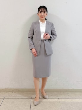 「アイテム（スーツスカート、グレー系）」を使った、hattoriさん（レディース・152cm）の春コーディネート