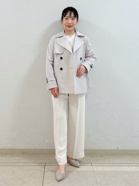 「アイテム（トレンチコート、グレー系）」を使った、hattoriさん（レディース・152cm）の春コーディネート