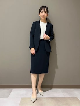 「アイテム（スーツジャケット、ブルー系）」を使った、hattoriさん（レディース・152cm）の秋コーディネート