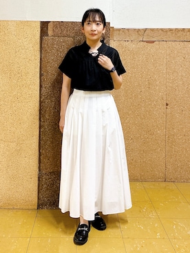 「INDIVI（インディヴィ）の【日本製】ビスチェインナータンクトップ（タンクトップ、ブラック系）」を使った、hattoriさん（レディース・152cm）の春コーディネート
