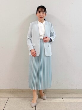 「アイテム（スーツジャケット、グリーン系）」を使った、hattoriさん（レディース・152cm）の春コーディネート