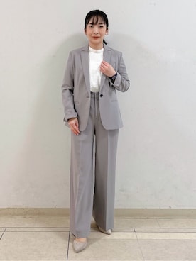 「アイテム（スーツジャケット、グレー系）」を使った、hattoriさん（レディース・152cm）の春コーディネート