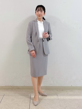 「アイテム（スーツジャケット、グレー系）」を使った、hattoriさん（レディース・152cm）の春コーディネート