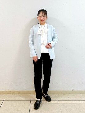 「アイテム（スーツジャケット、グリーン系）」を使った、hattoriさん（レディース・152cm）の冬コーディネート