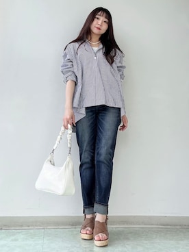「Healthy denim（ヘルシーデニム）のアイテム（デニムパンツ）」を使った、KAHOさん（レディース・149cm）の春コーディネート