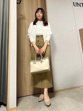「UNTITLED（アンタイトル）の【洗える／シアー】ミニヨンレースプルオーバー（Tシャツ/カットソー、ホワイト系）」を使った、KAHOさん（レディース・149cm）の春コーディネート