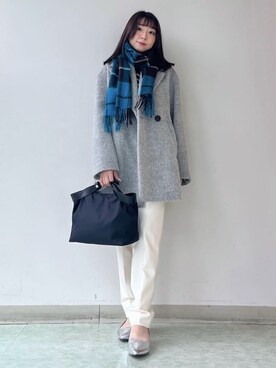 「アイテム（ピーコート、グレー系）」を使った、KAHOさん（レディース・149cm）の冬コーディネート