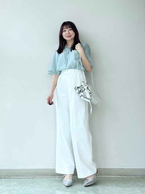 untitled 新品未使用　シフォンブラウス　04 2LT アンタイトル セール】【シアー/首元フリル】シルキーシフォンブラウス（シャツ